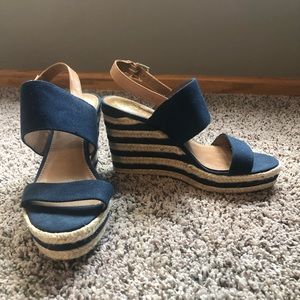 Vince Camuto Navy Blue Wedge Heels, size 8